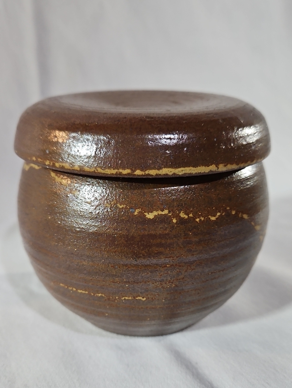 Handcrafted Korean Onggi Shimmery Textured Brown Jar/Pot/Dish/Planter/Trinket